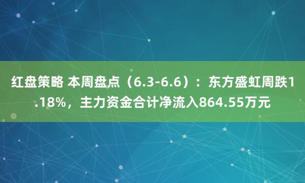 红盘策略 本周盘点（6.3-6.6）：东方盛虹周跌1.18%，主力资金合计净流入864.55万元